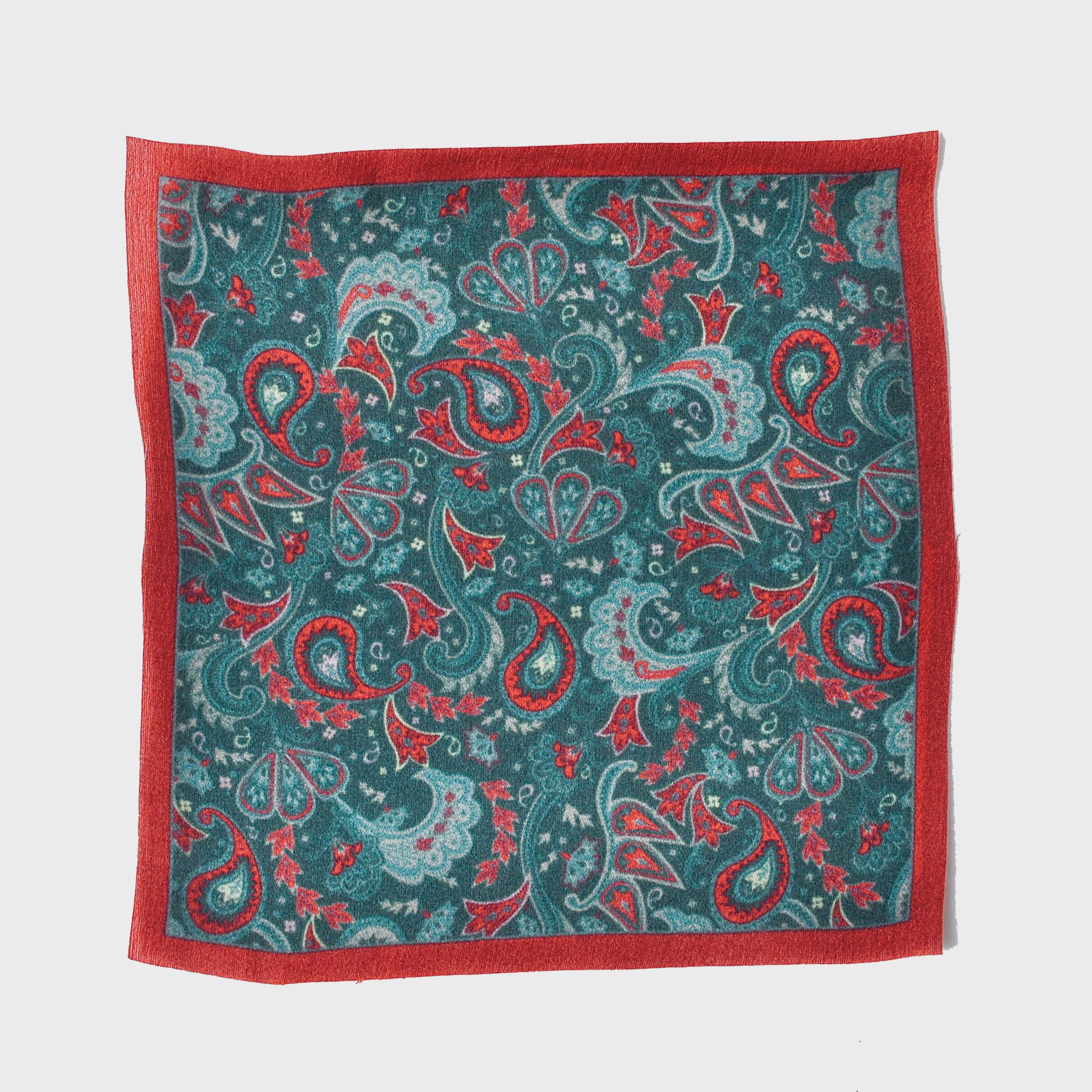 100% Silk Scarf - Paisley Deep Green -