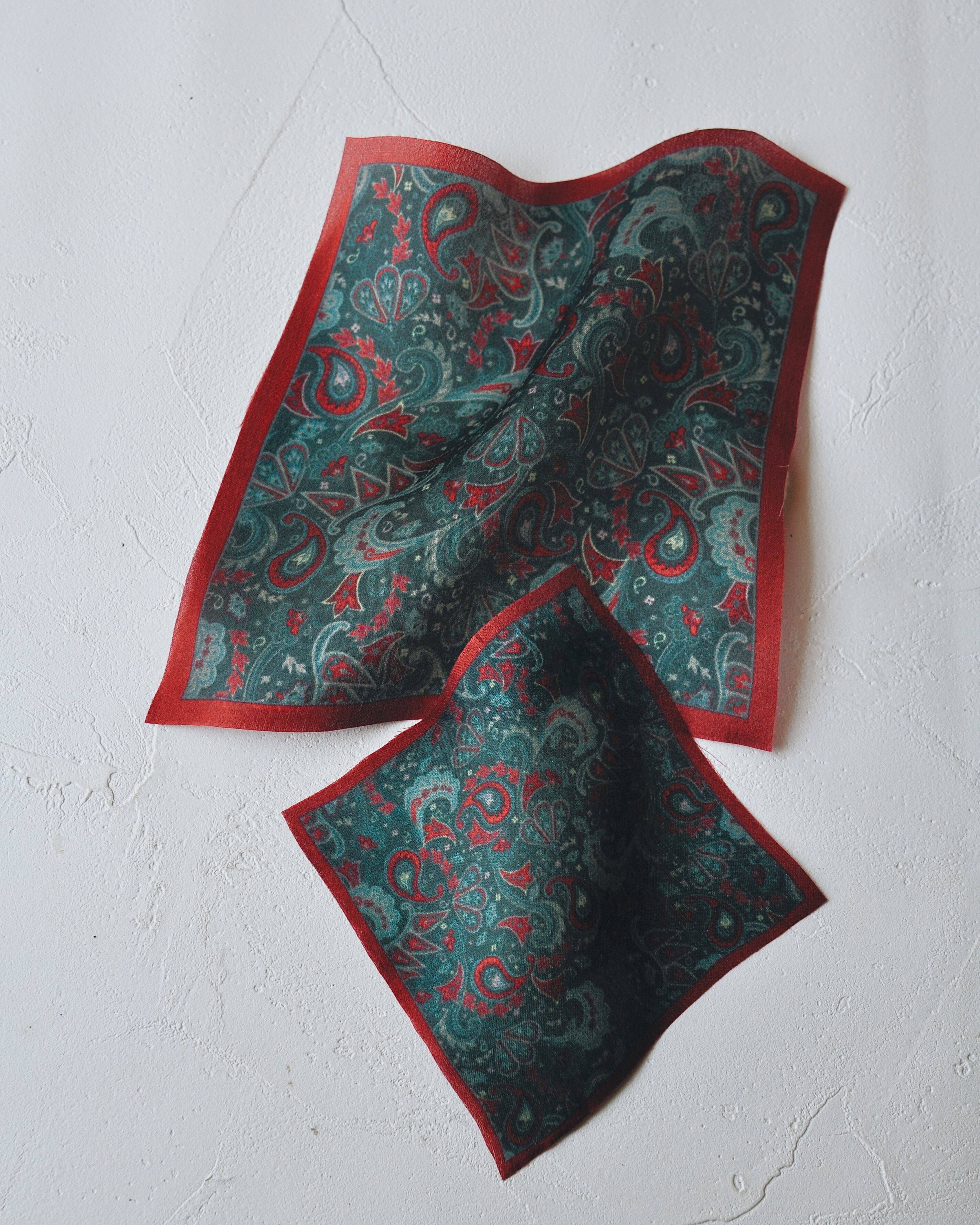 100% Silk Scarf - Paisley Deep Green -