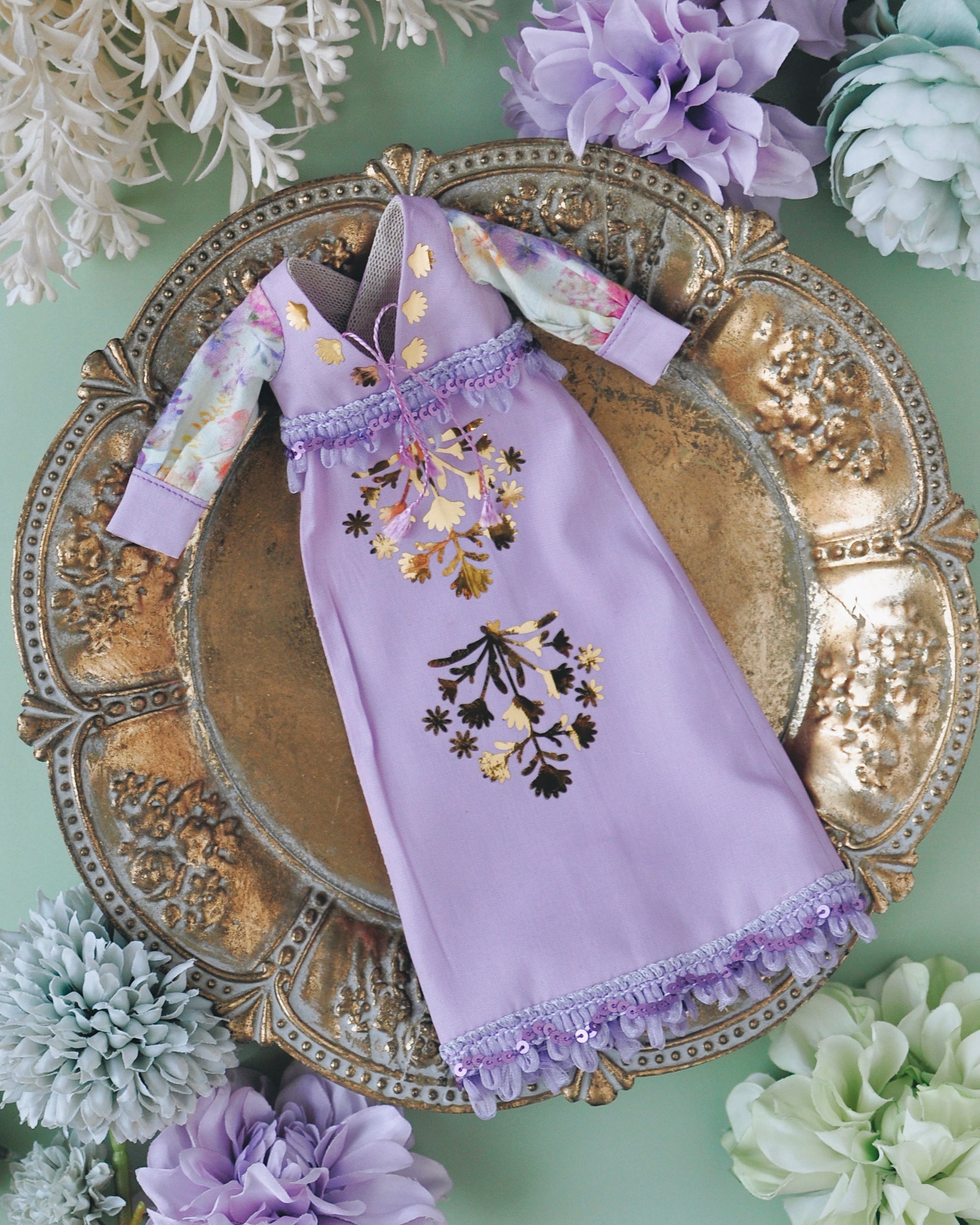 Auréole -Foil print Dress- 27cm