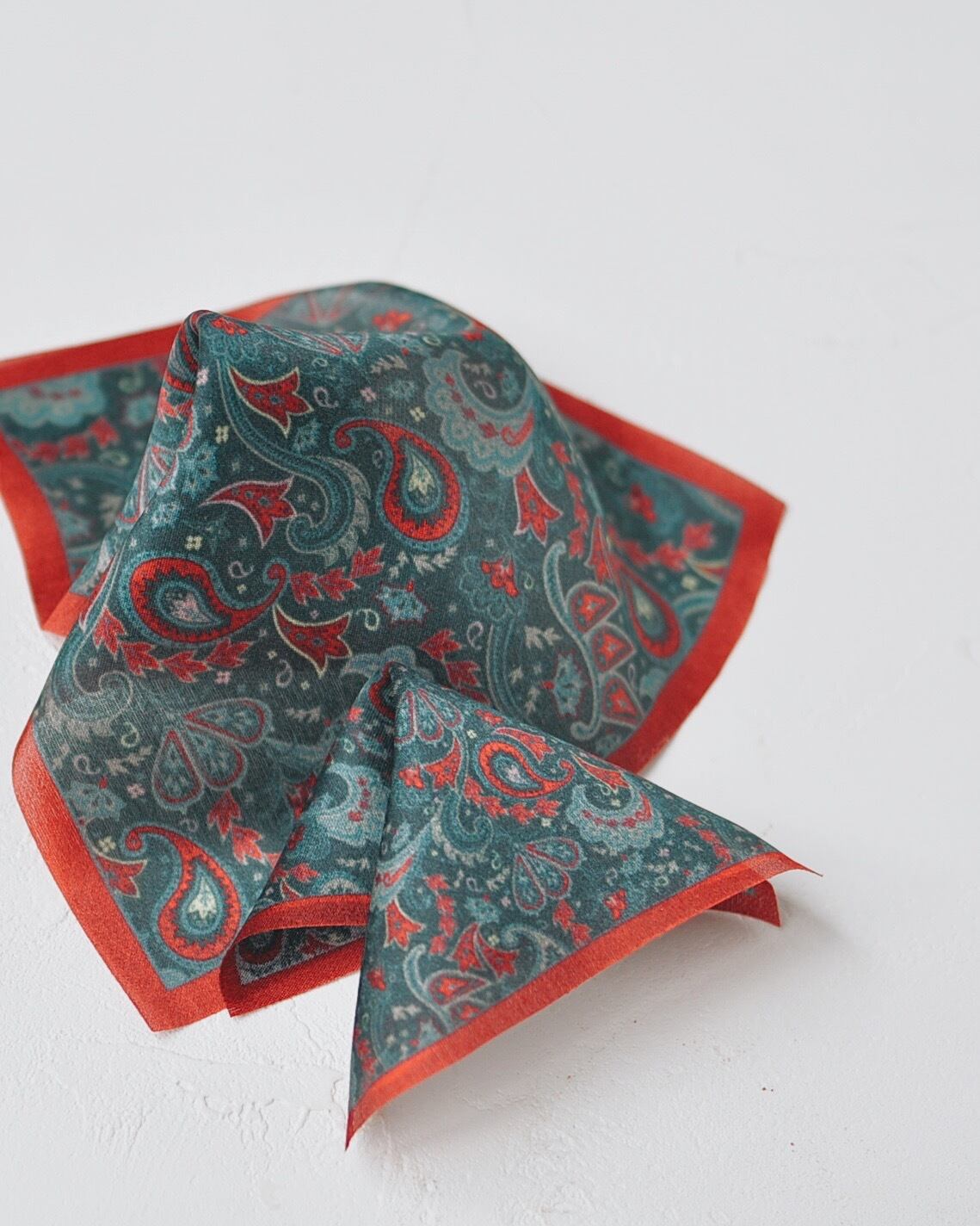 100% Silk Scarf - Paisley Deep Green -