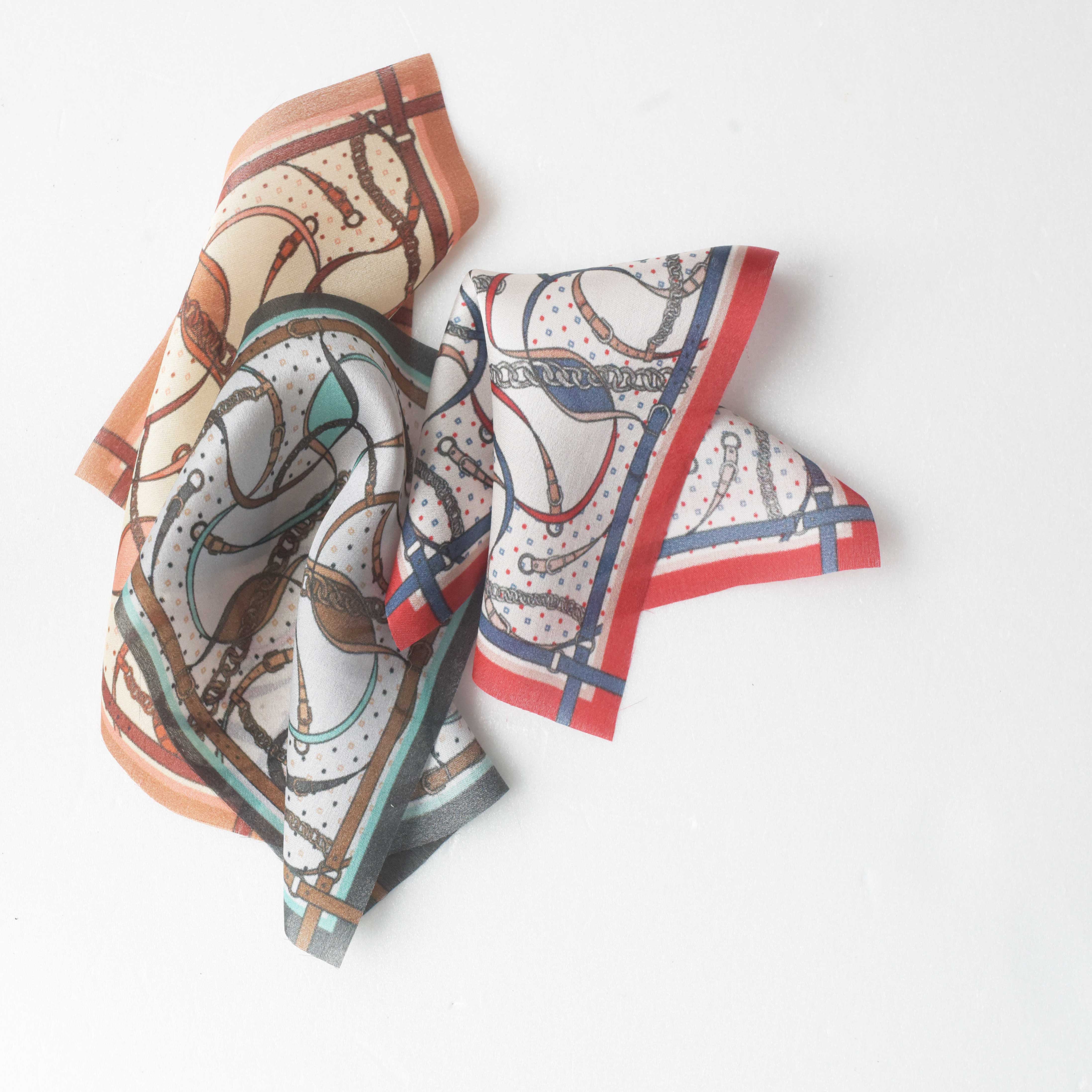 シルク100%スカーフ-Belt & Chain-