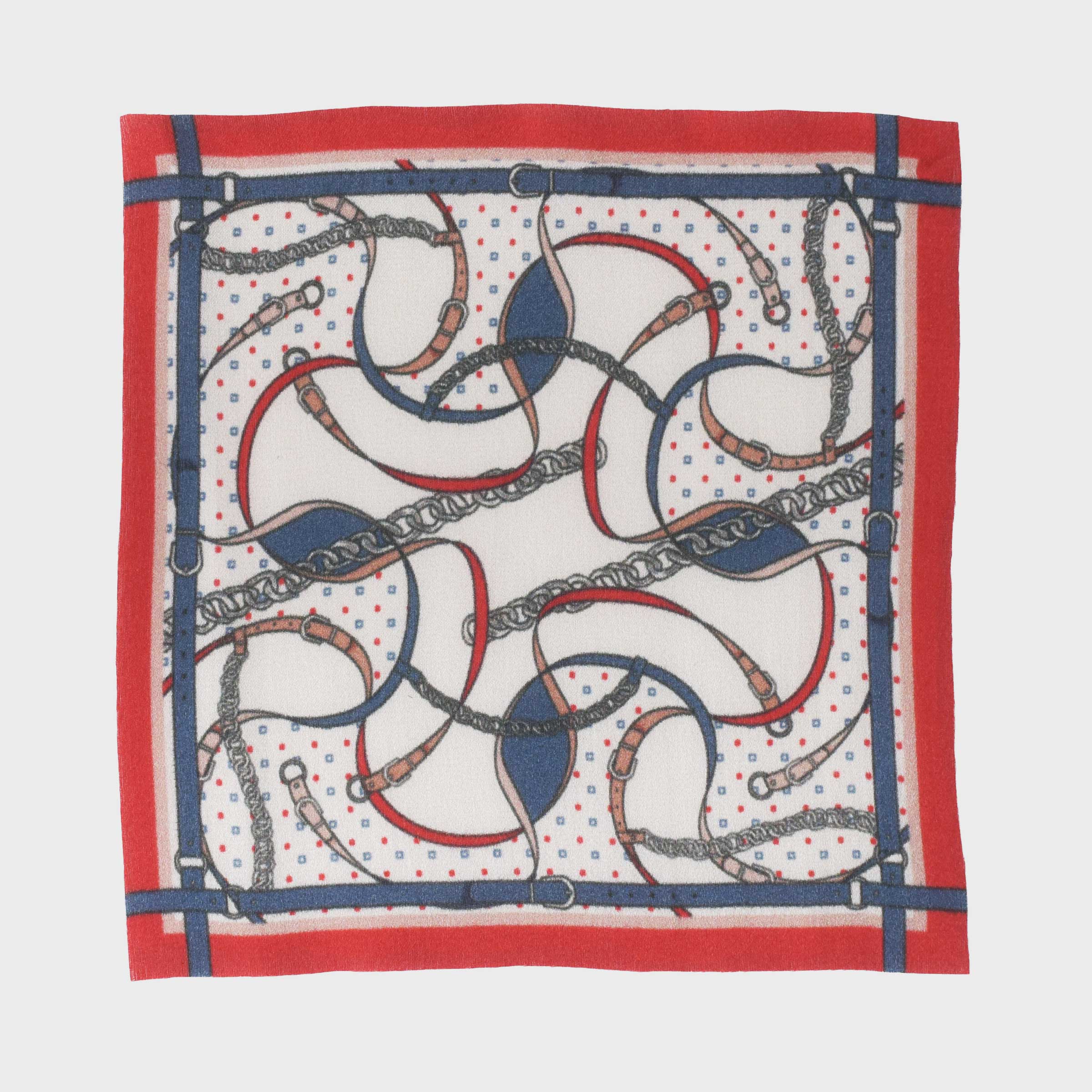 シルク100%スカーフ-Belt & Chain-